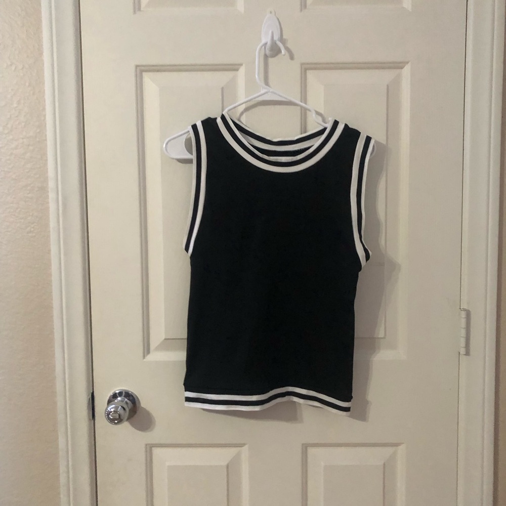 eye candy Black Tank Top with White Trim